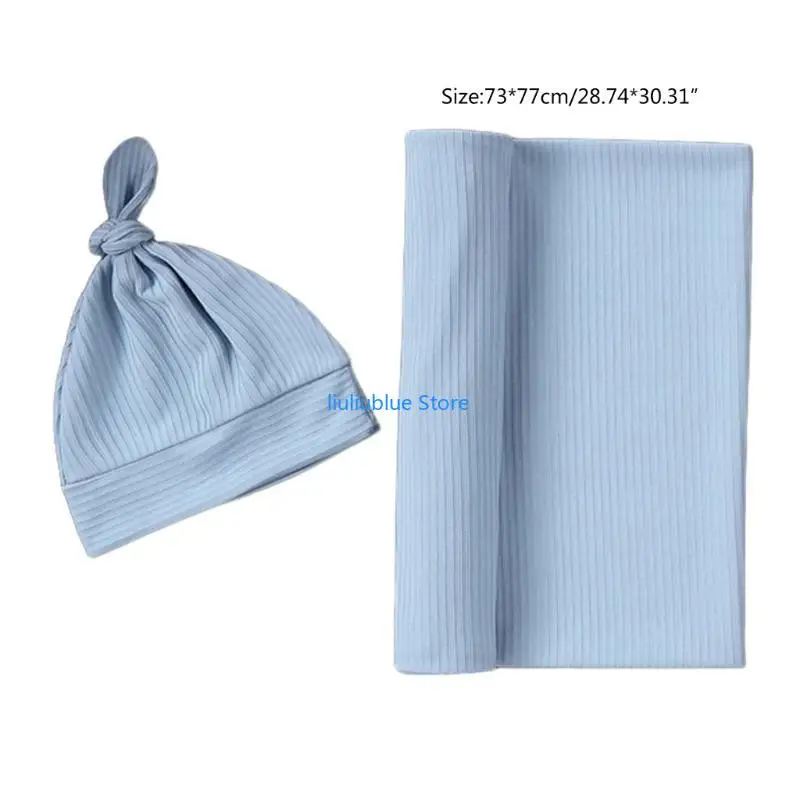 Хлопковое пеленальное полотенце для новорожденных с повязкой на голову - Фотография_6