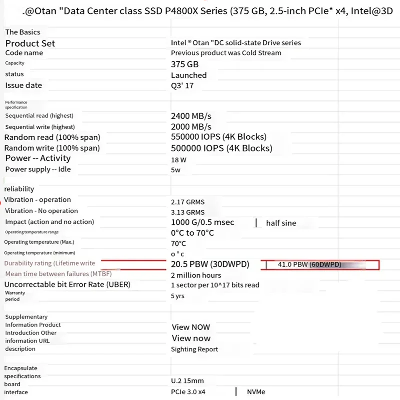 Оригинальный твердотельный накопитель для intel p4800x 750 гб 375 гб u - Фотография_5
