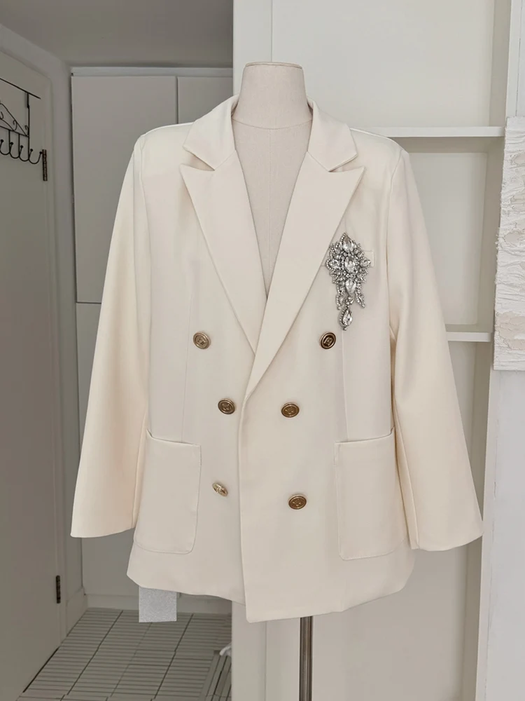 Винтажный двубортный пиджак со стразами для женщин - Фотография_2