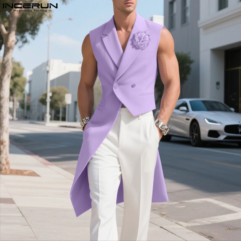 Incerun мужской пиджак жилеты с