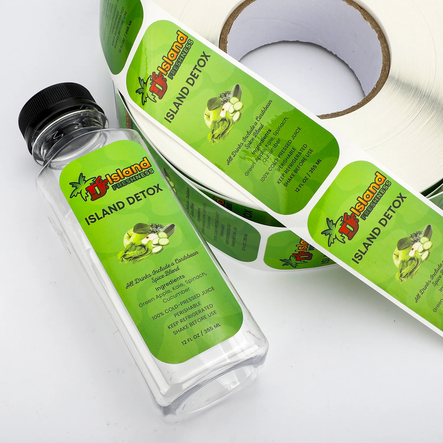 Индивидуальные красочные клейкие наклейки для бутылок сока - Фотография_5