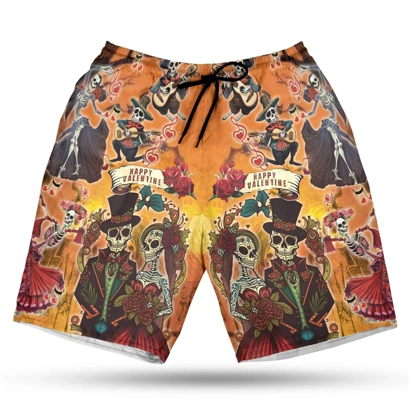 Забавные пляжные шорты с рисунком пиратского животного и черепа - Фотография_4