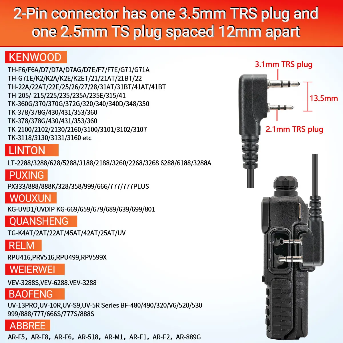 Baofeng 2 pin walkie talkie гарнитура - Фотография_3
