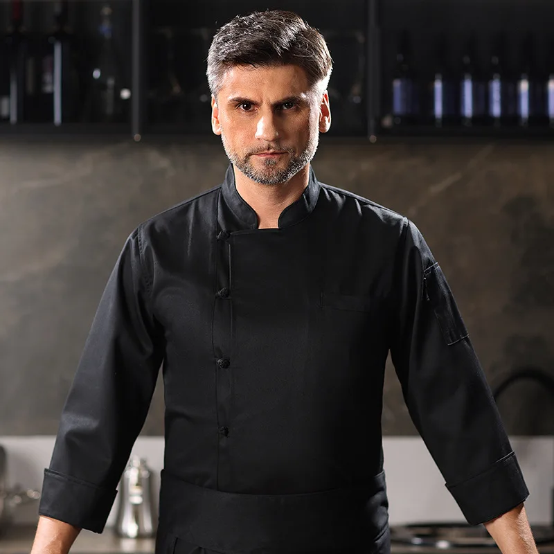 Мужское пальто шеф-повара на пуговицах с длинным рукавом - Фотография_6