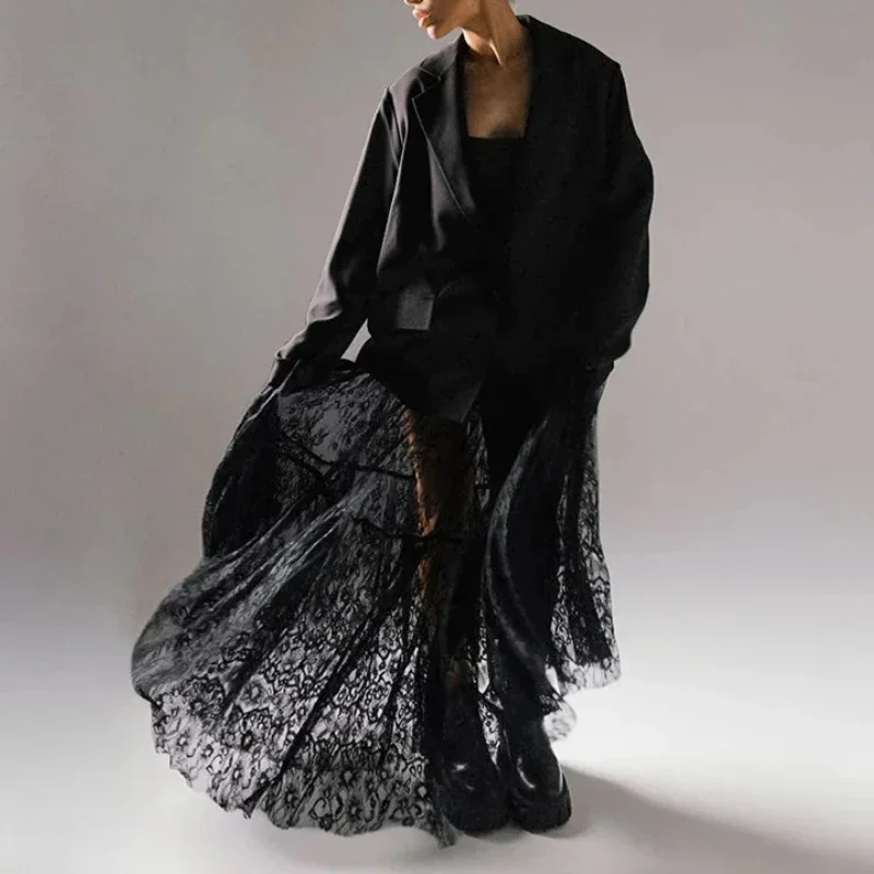 Кружевная жаккардовая прозрачная юбка - Фотография_3