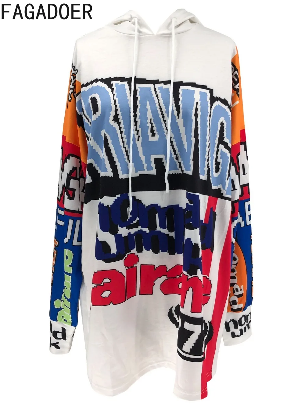 Весенние новые толстовки fagadoer с буквенным принтом в стиле ретро - Фотография_6