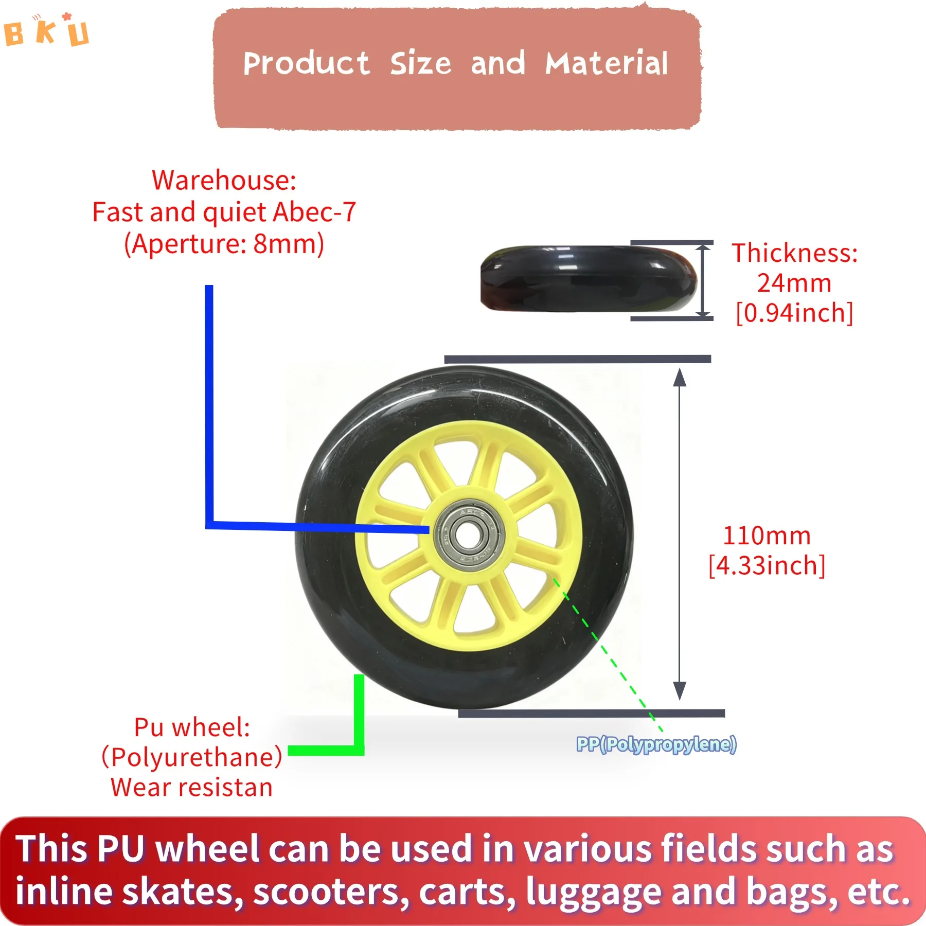 Сменные колеса диаметром 110 мм для роликовых коньков - Фотография_2