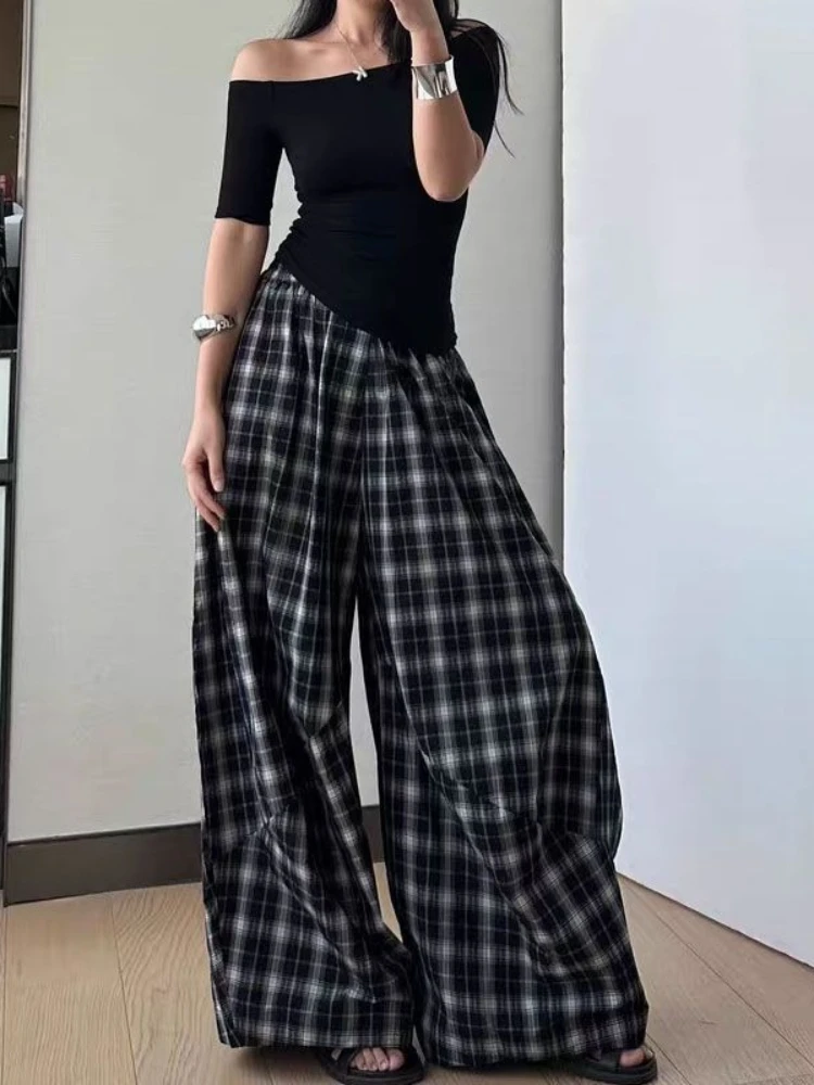 Houzhou большие клетчатые женские брюки - Фотография_4