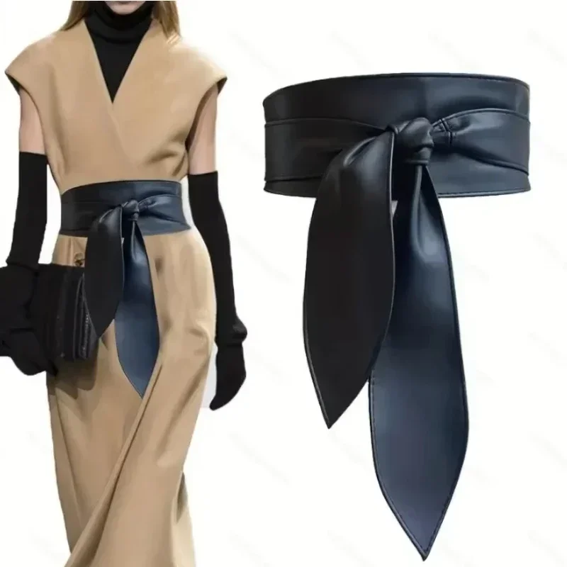 Модный женский широкий пояс из искусственной кожи с бантом