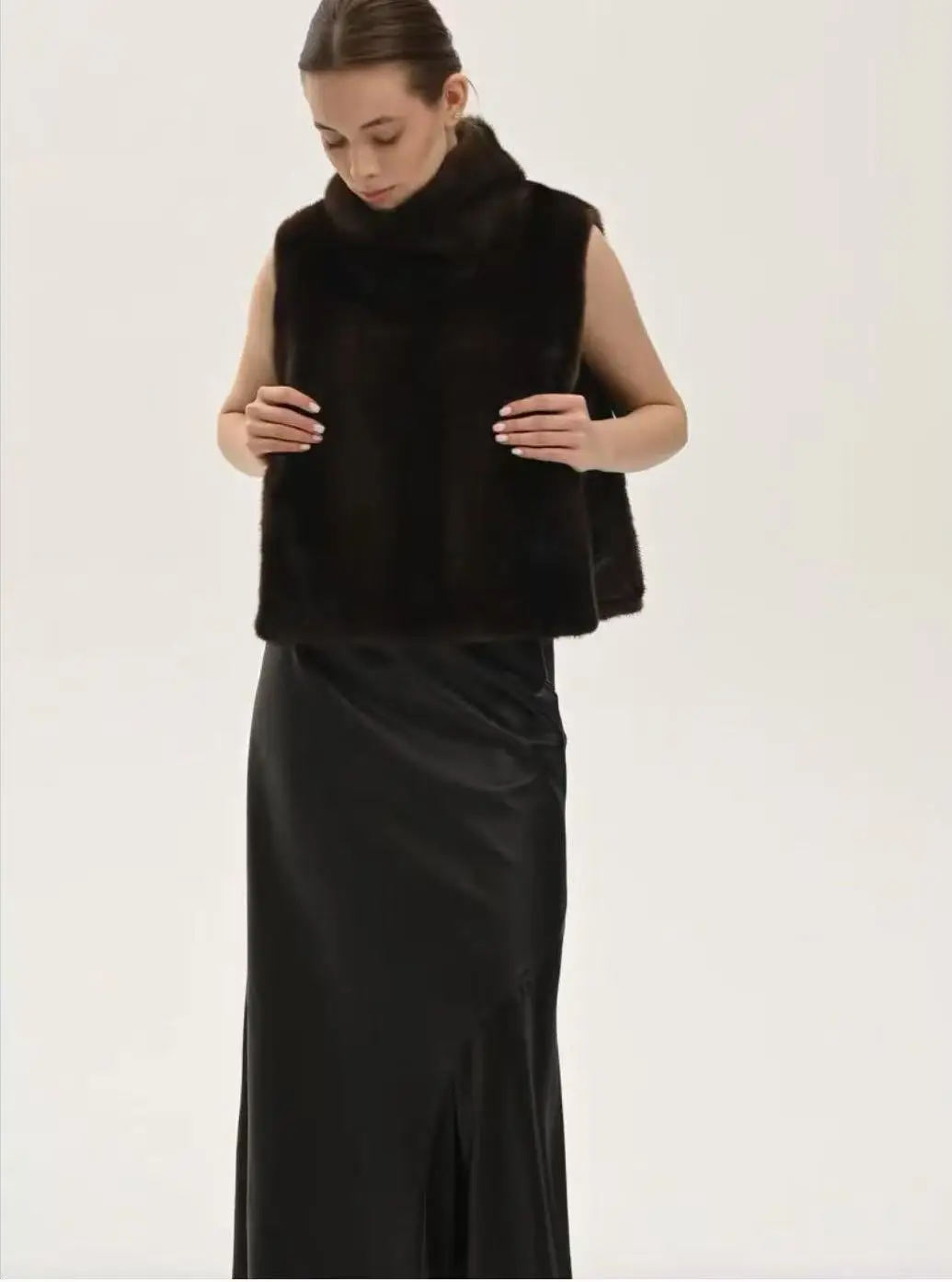 Женская новая шаль из натурального норкового меха - Фотография_6