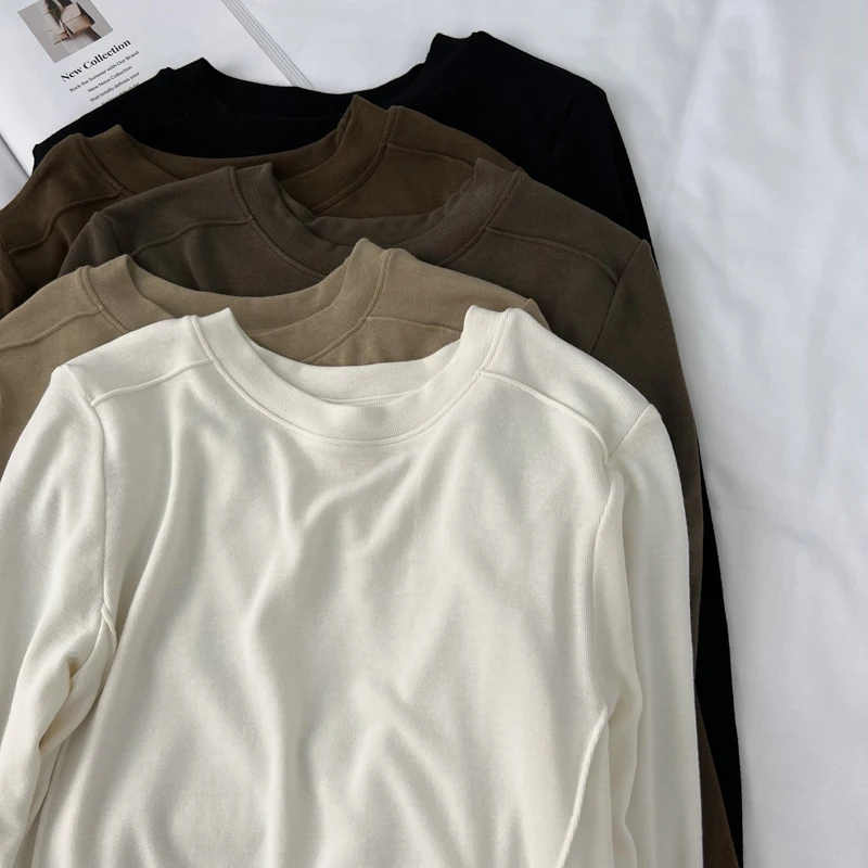 Облегающие однотонные базовые топы в полоску - Фотография_4