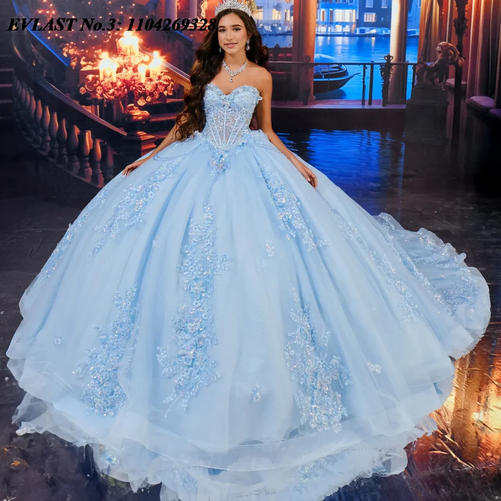 Evlast блестящее розовое платье quinceanera по индивидуальному заказу - Фотография_3