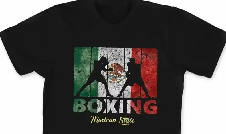 Боксерская футболка с мексиканским флагом в винтажном стиле