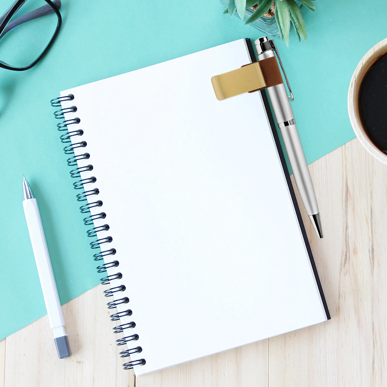 Зажим для ручки, блокнот из воловьей - Фотография_2