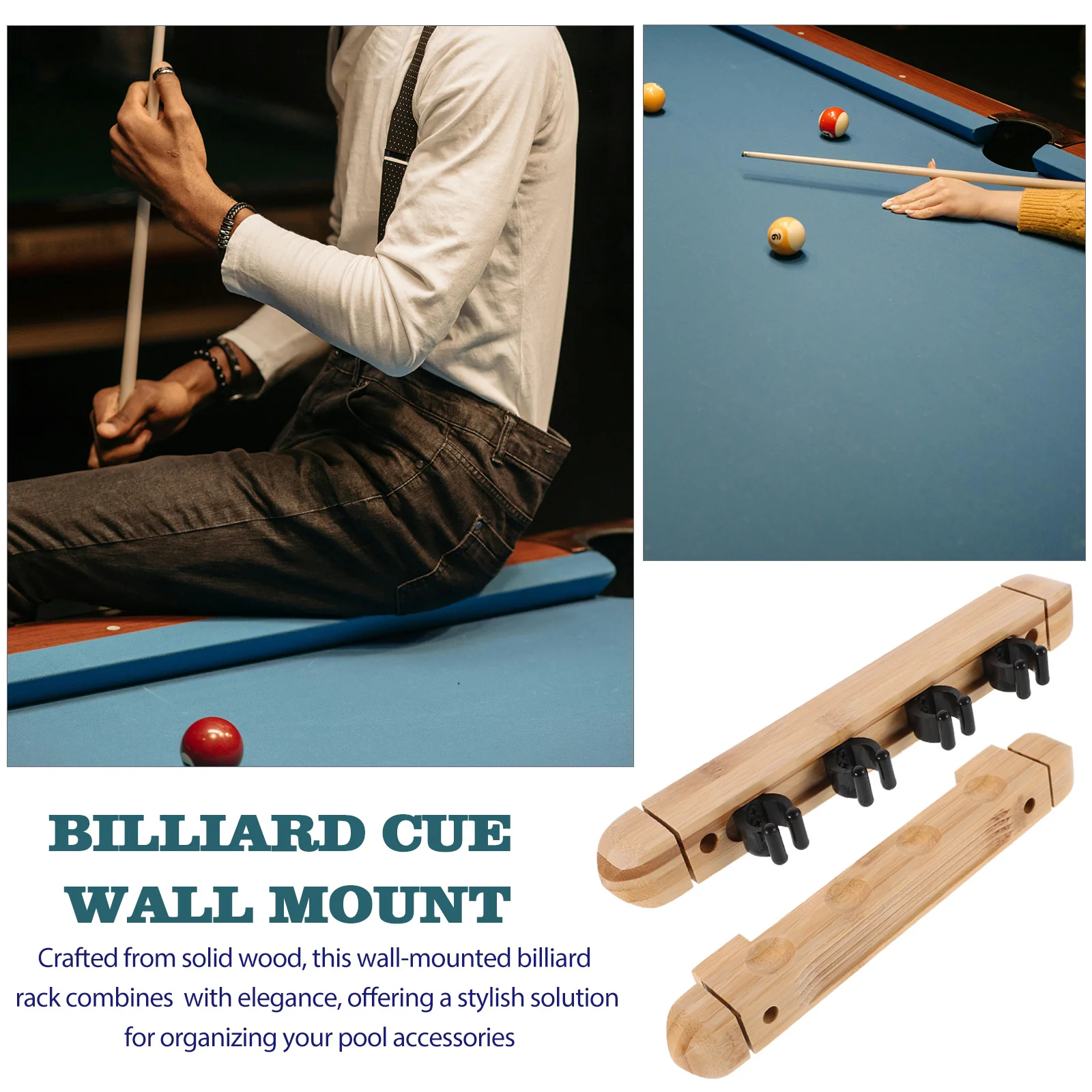 1 комплект, настенная стойка для кия из цельного дерева - Фотография_5