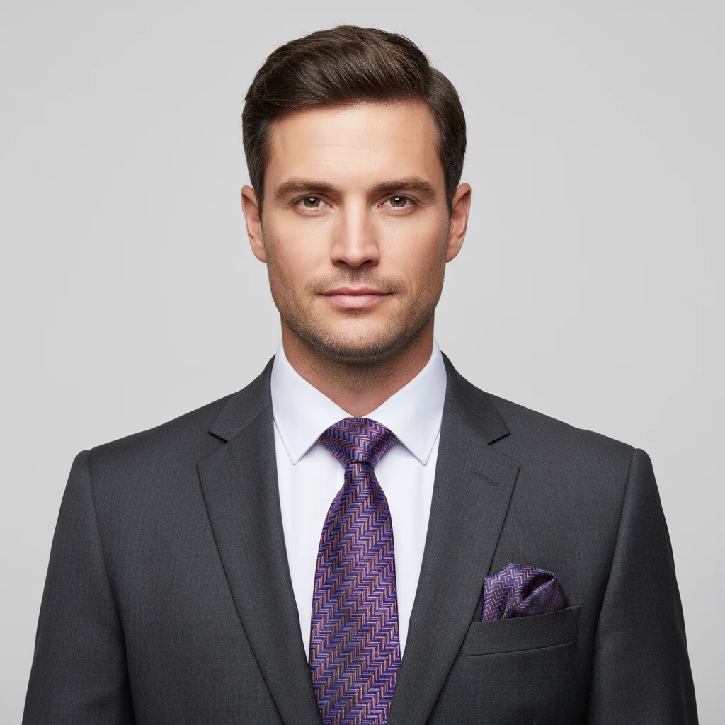 Мужской галстук, фиолетовый цветочный - Фотография_5