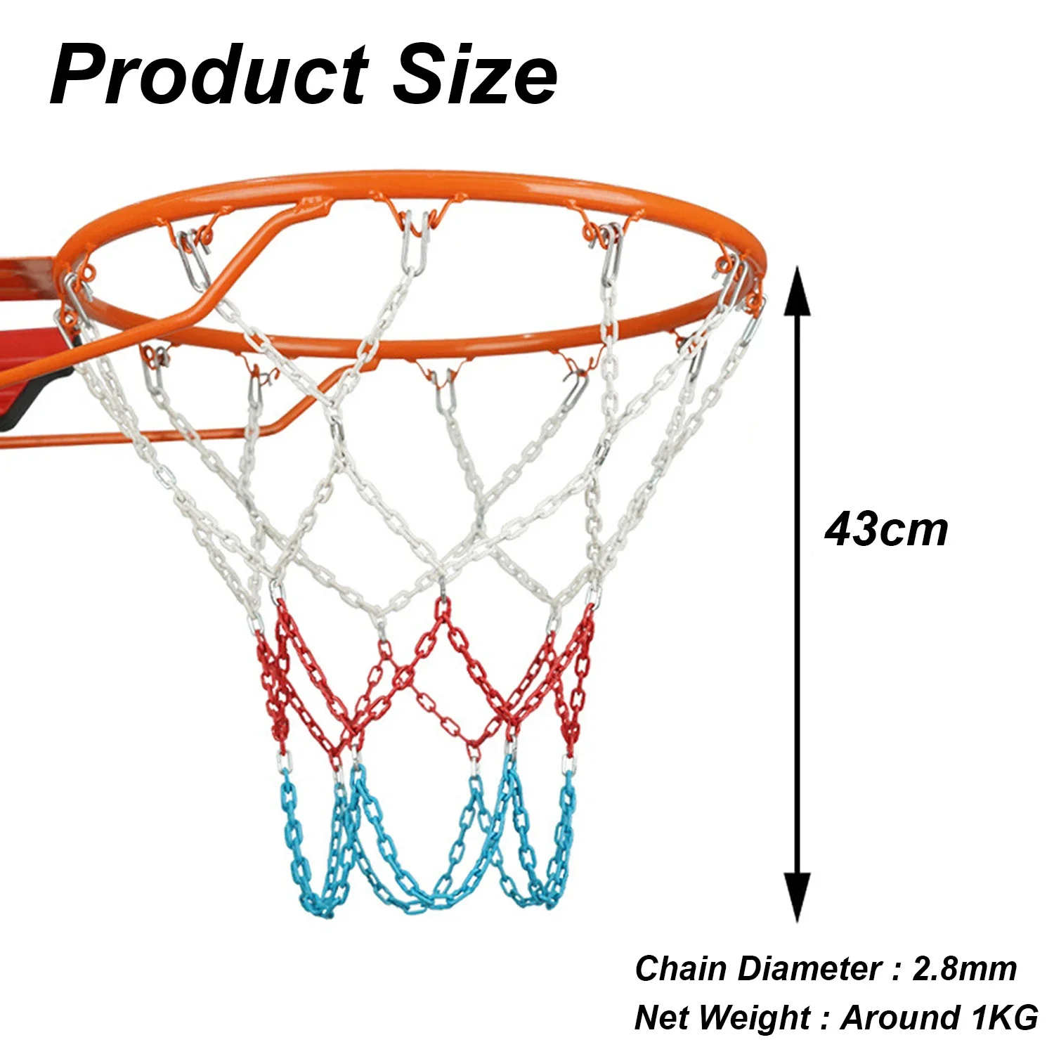 Сверхмощная металлическая цепная баскетбольная сетка - Фотография_2