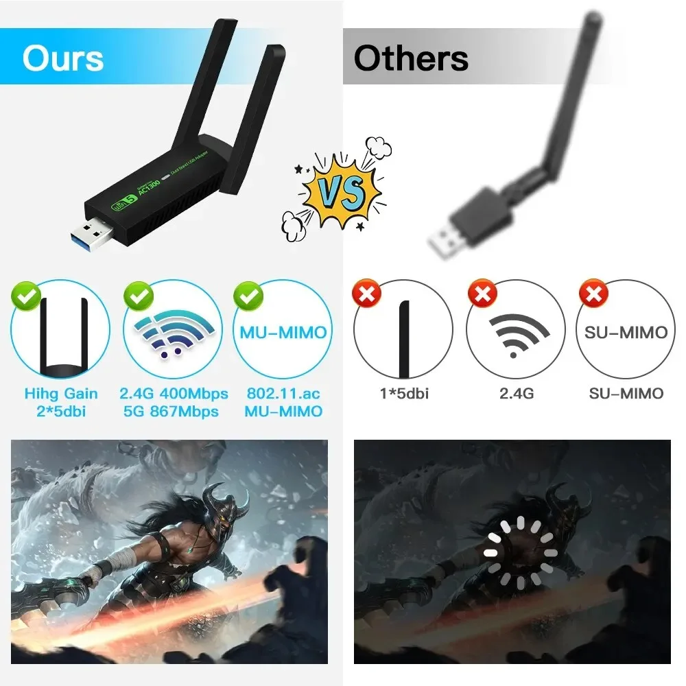 Usb 3,0 wi-fi адаптер 1300 мбит/с - Фотография_3