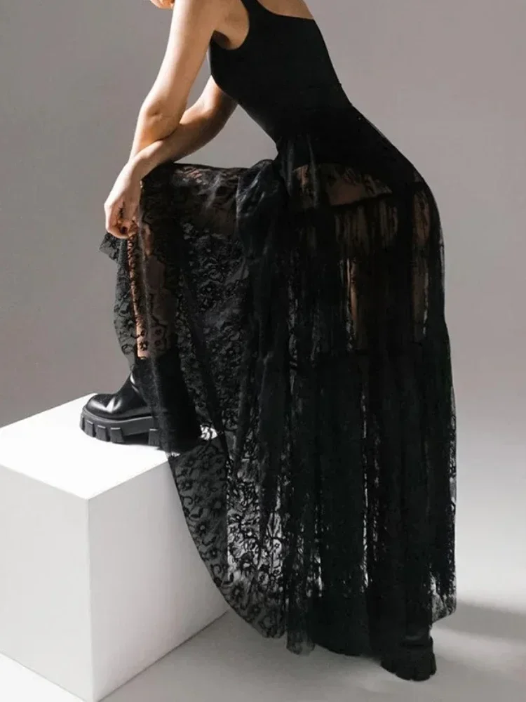 Кружевная жаккардовая прозрачная юбка - Фотография_2