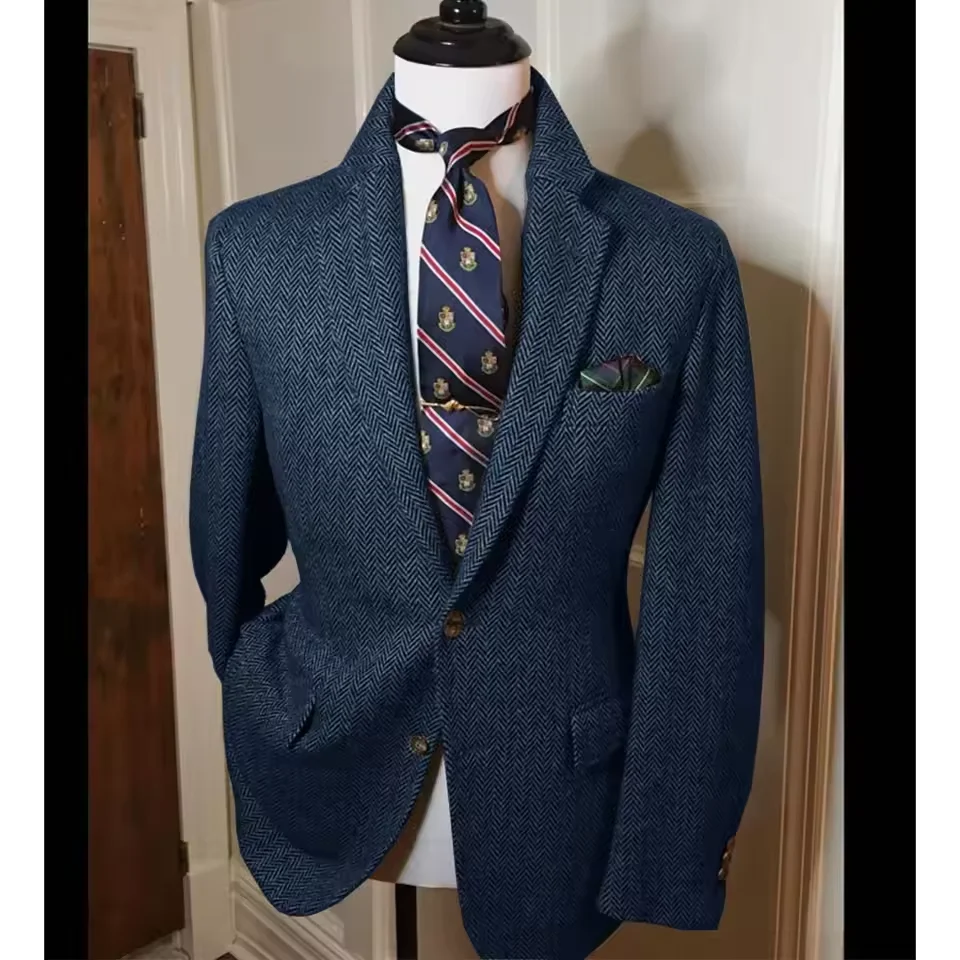 Мужской пиджак с узором «елочка» - Фотография_3