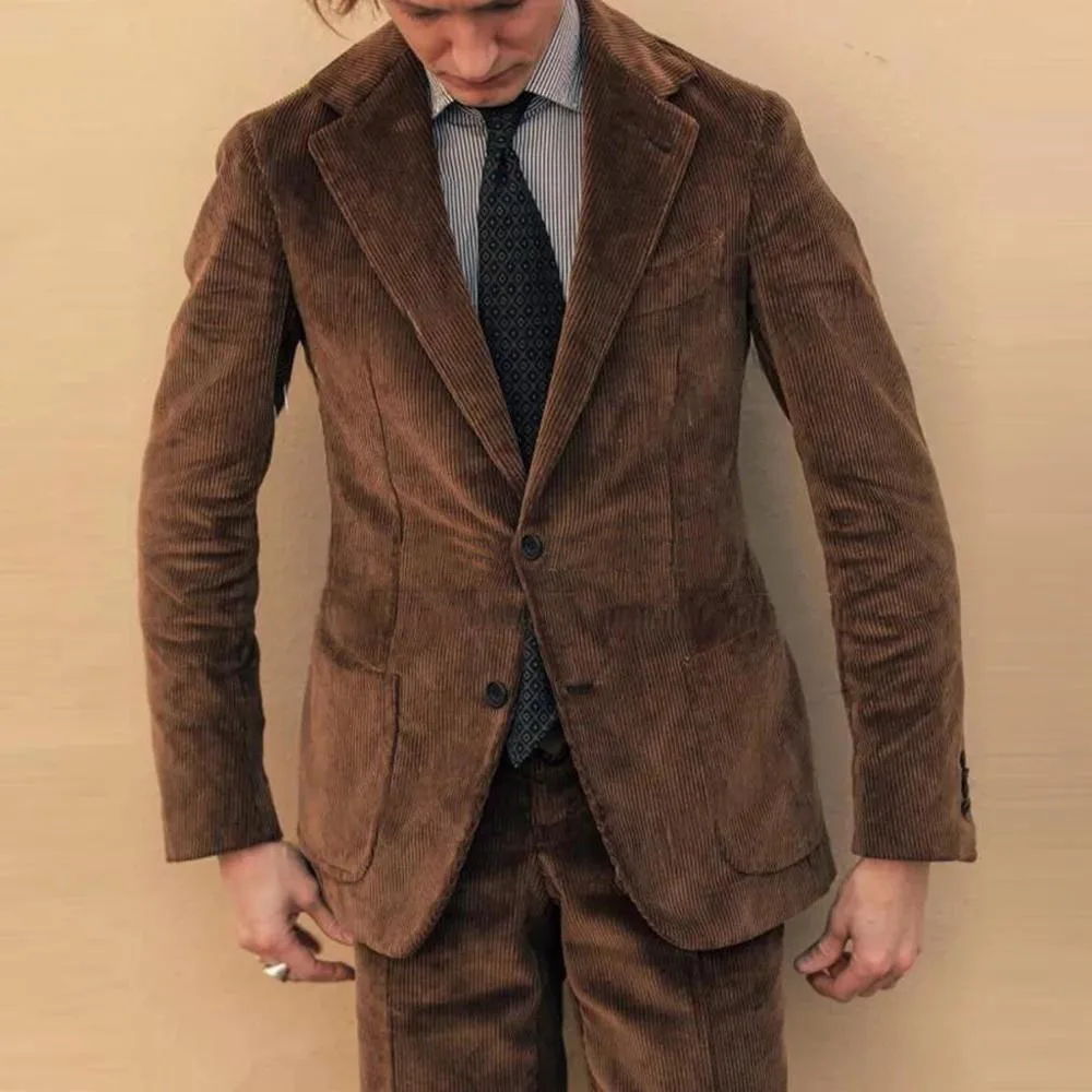 Костюм homme, коричневый вельветовый винтажный мужской костюм
