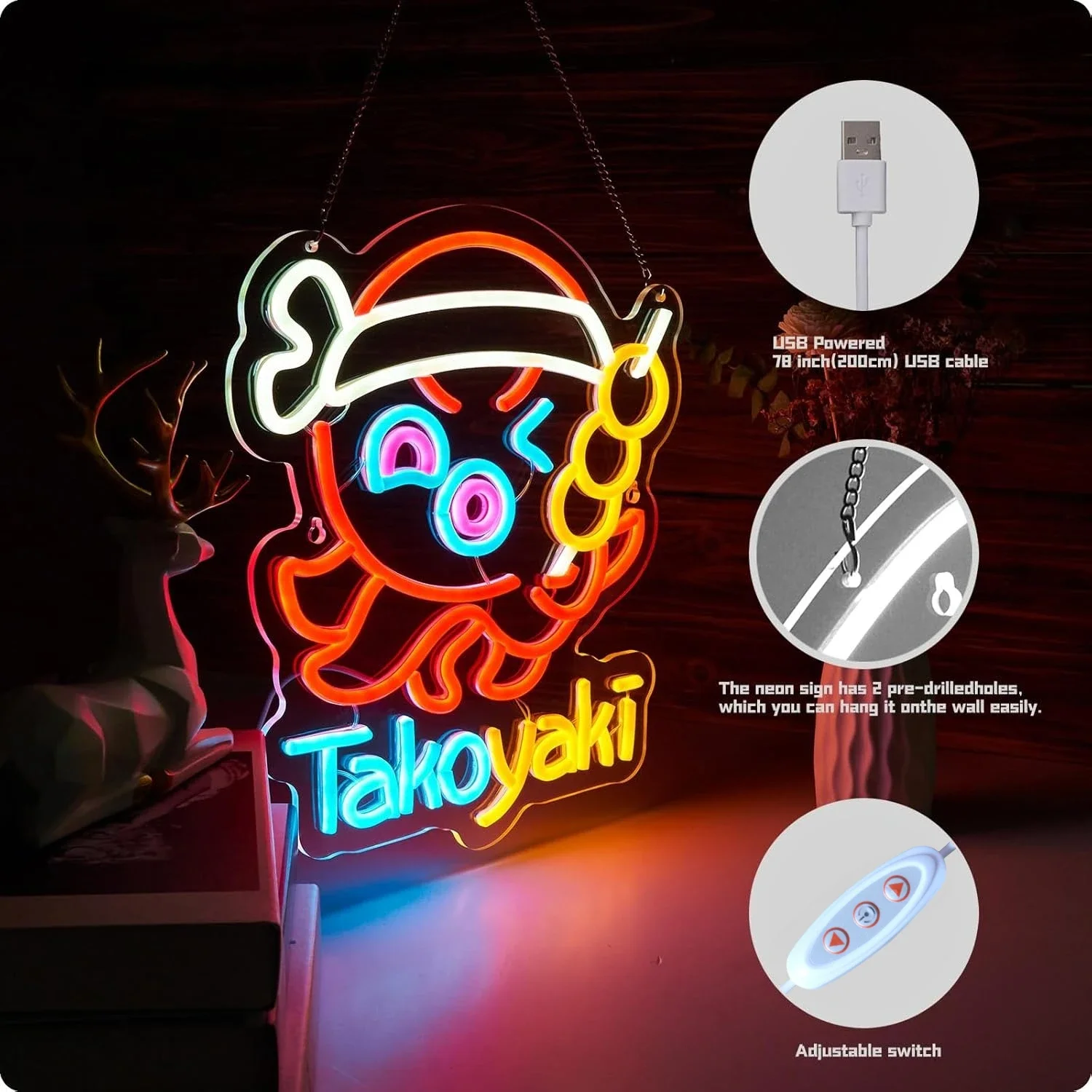 Неоновая вывеска такояки с регулируемой яркостью - Фотография_2