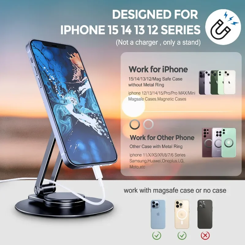 Магнитный настольный держатель для телефона для iphone samsung - Фотография_3