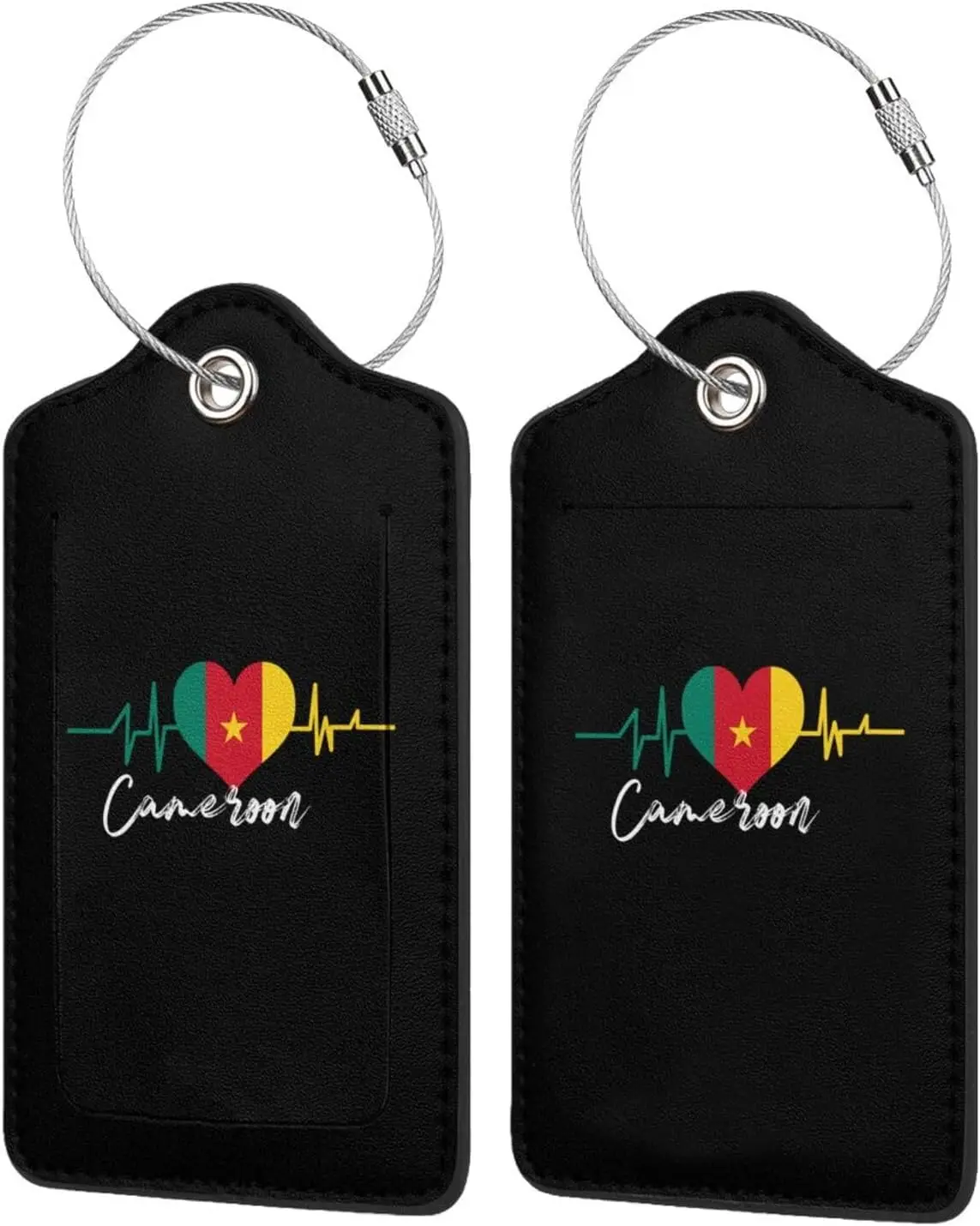 Кожаная багажная бирка с флагом камерун