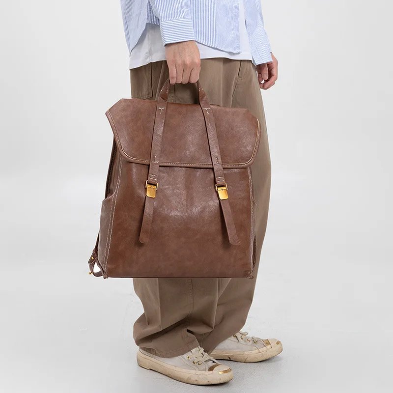 Ретро женский модный большой вместительный дорожный рюкзак - Фотография_2