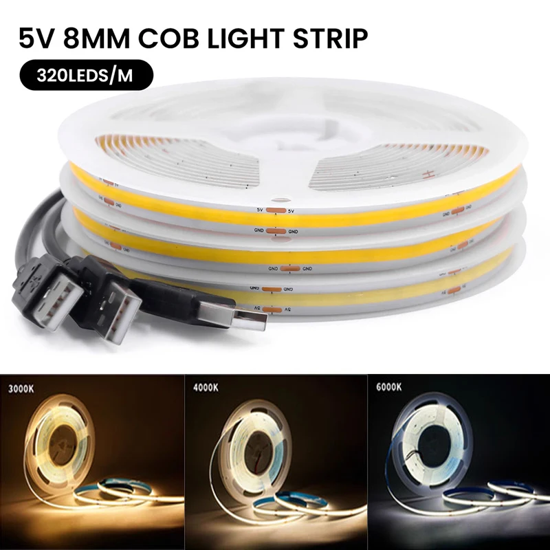5 в usb cob светодиодная лента