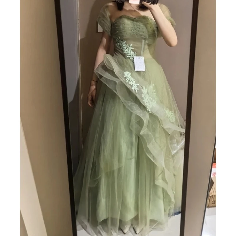 Новое травяно-зеленое длинное платье - Фотография_5