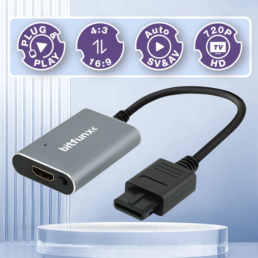Адаптер bitfunx 720p svideo/av-hdmi для snes/n64/sfc/ngc ntsc/pal 4:3/16:9 - Фотография_3