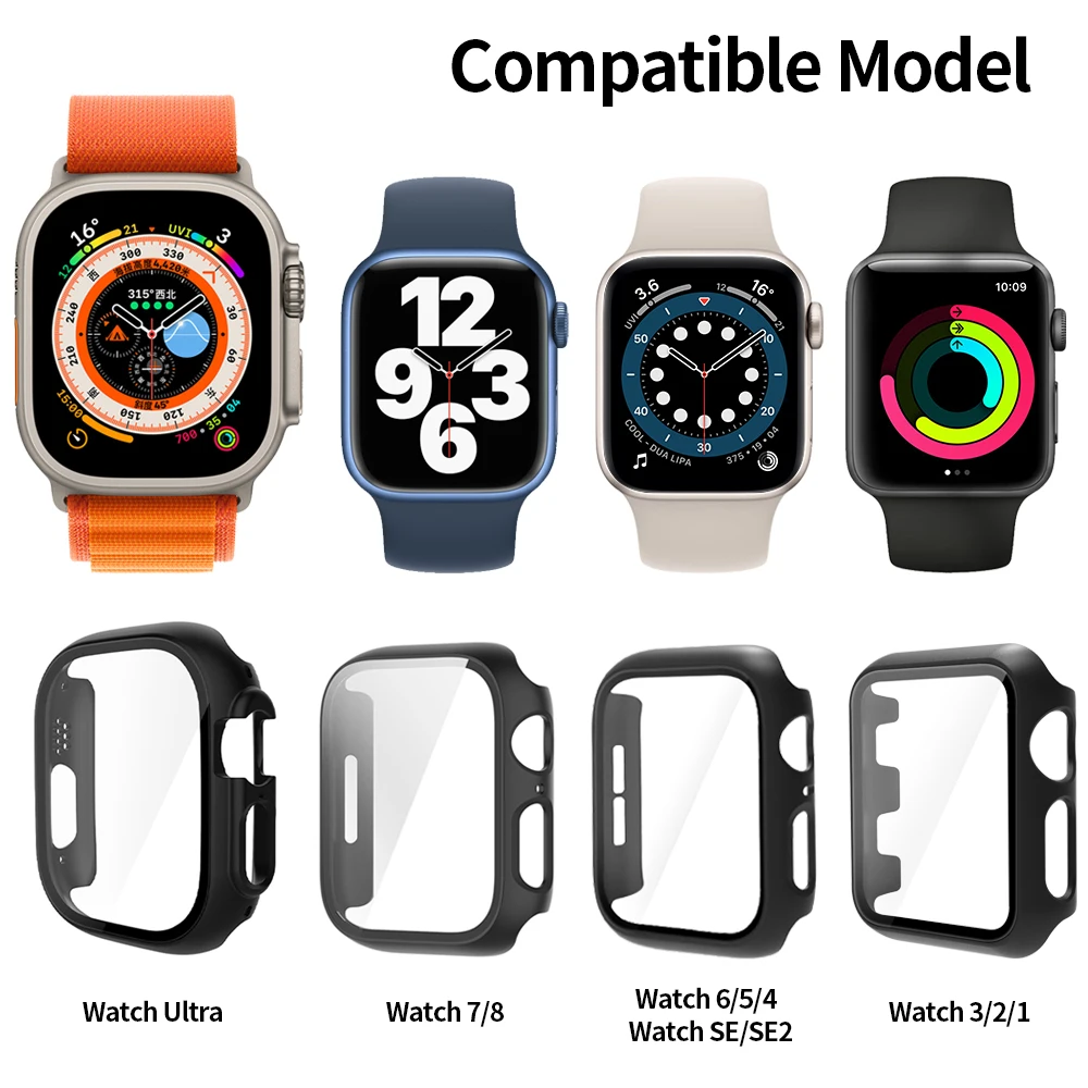 Стекло + корпус корпус защиты apple watch серия 9/8 / 7 мм 45 мм бампер - Фотография_2