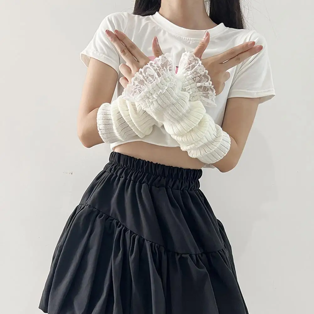 Черно-белые перчатки с половиной пальца - Фотография_4