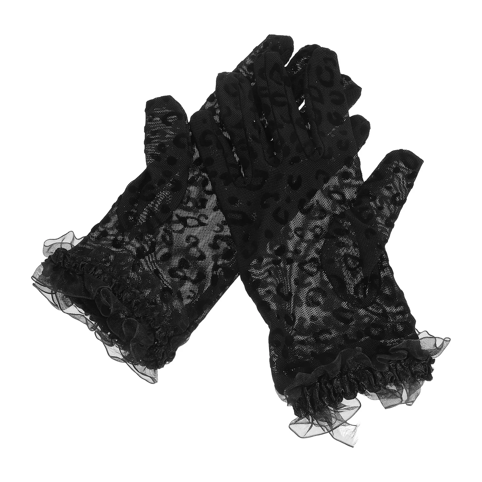 Прозрачные черные сетчатые перчатки