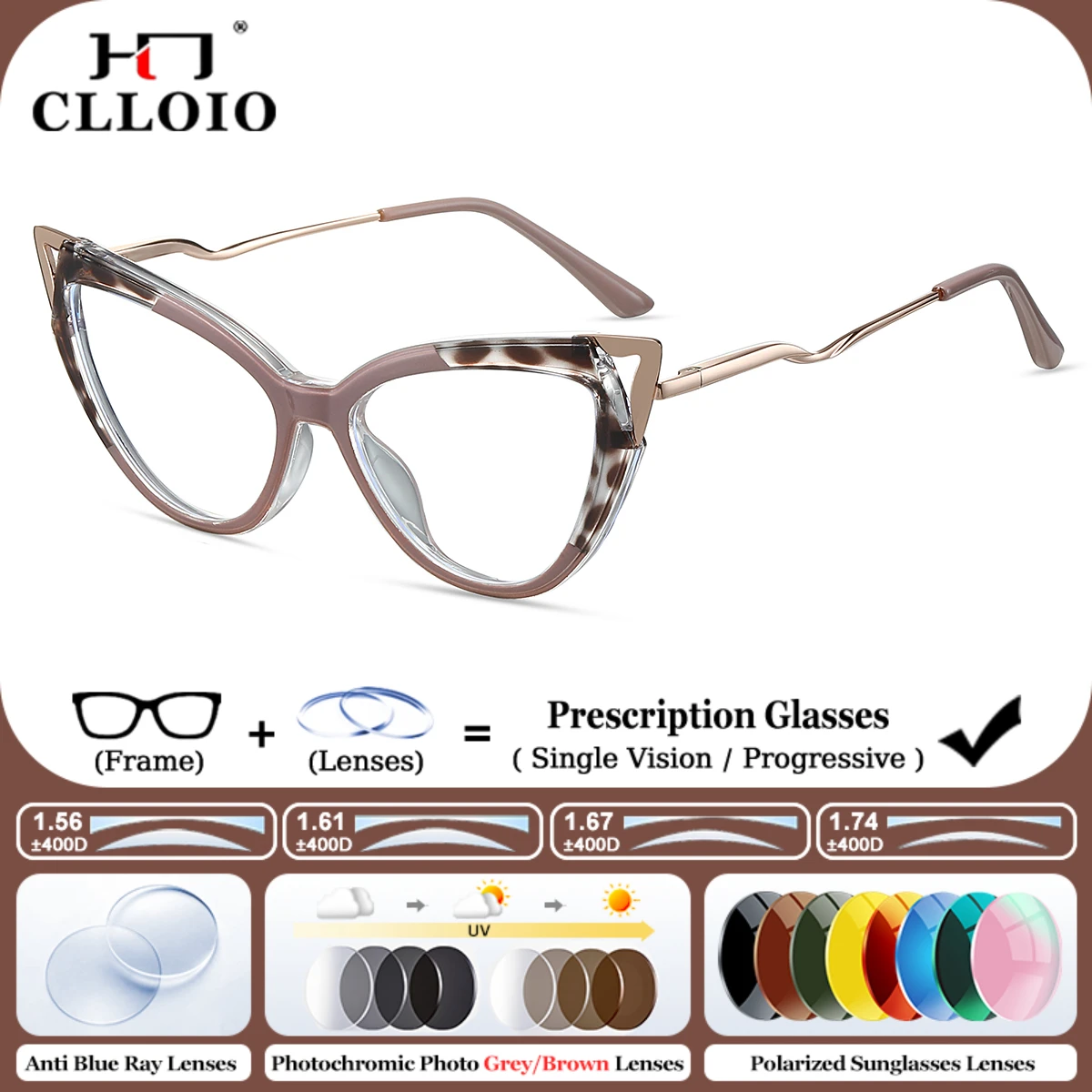 Clloio новые модные очки «кошачий