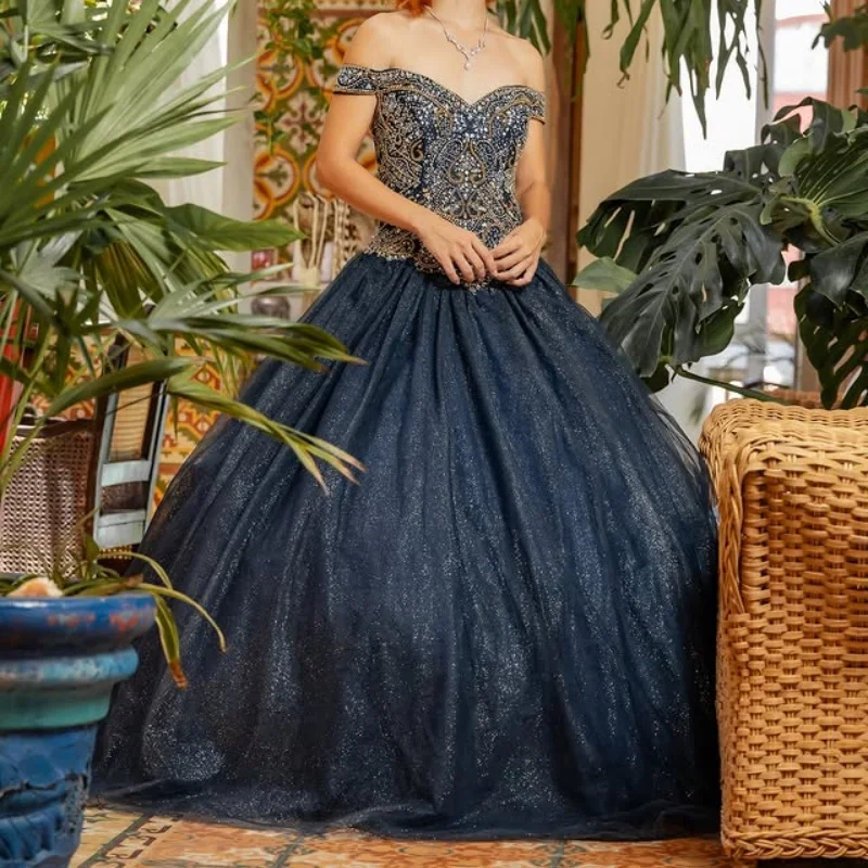 Блестящие темно-синие платья quinceanera по индивидуальному заказу - Фотография_5