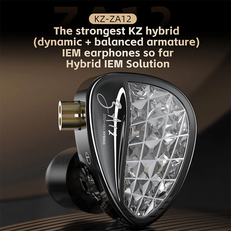 Гибридные наушники kz za12 2dd + 4ba с переключателем настройки a4-step 0