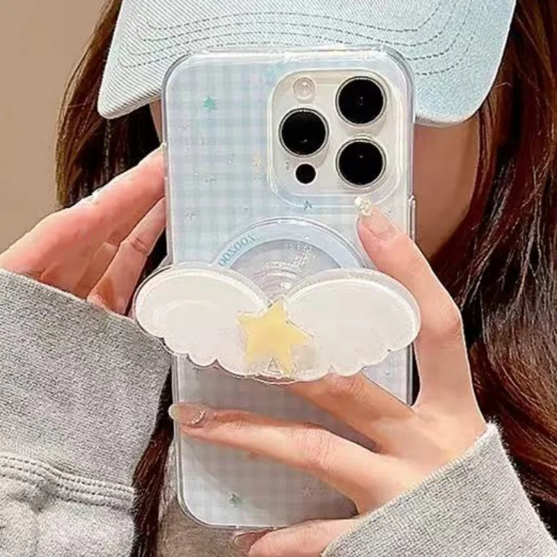 Корейский милый вращающийся чехол с крыльями и звездой для magsafe - Фотография_5