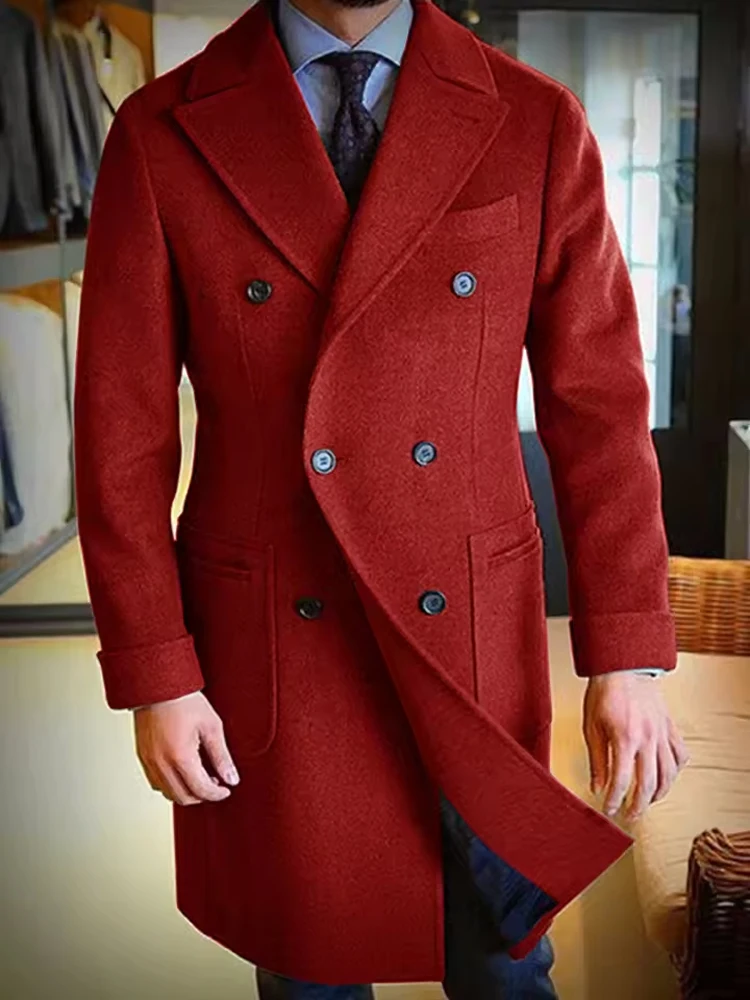 Мужское шерстяное пальто с длинными лацканами - Фотография_5