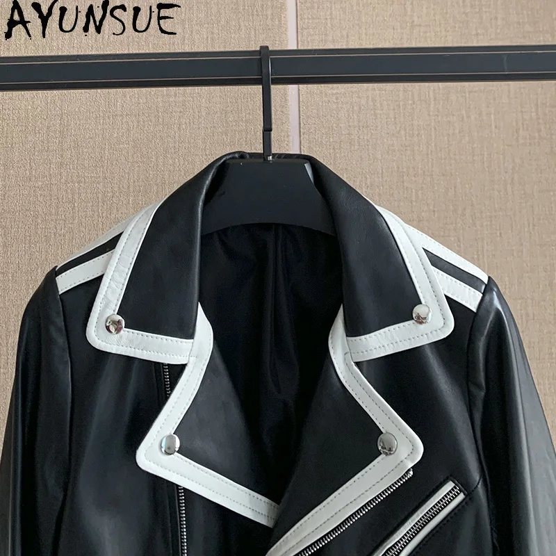 Ayunsue, женская кожаная куртка из 100% натуральной овчины - Фотография_3