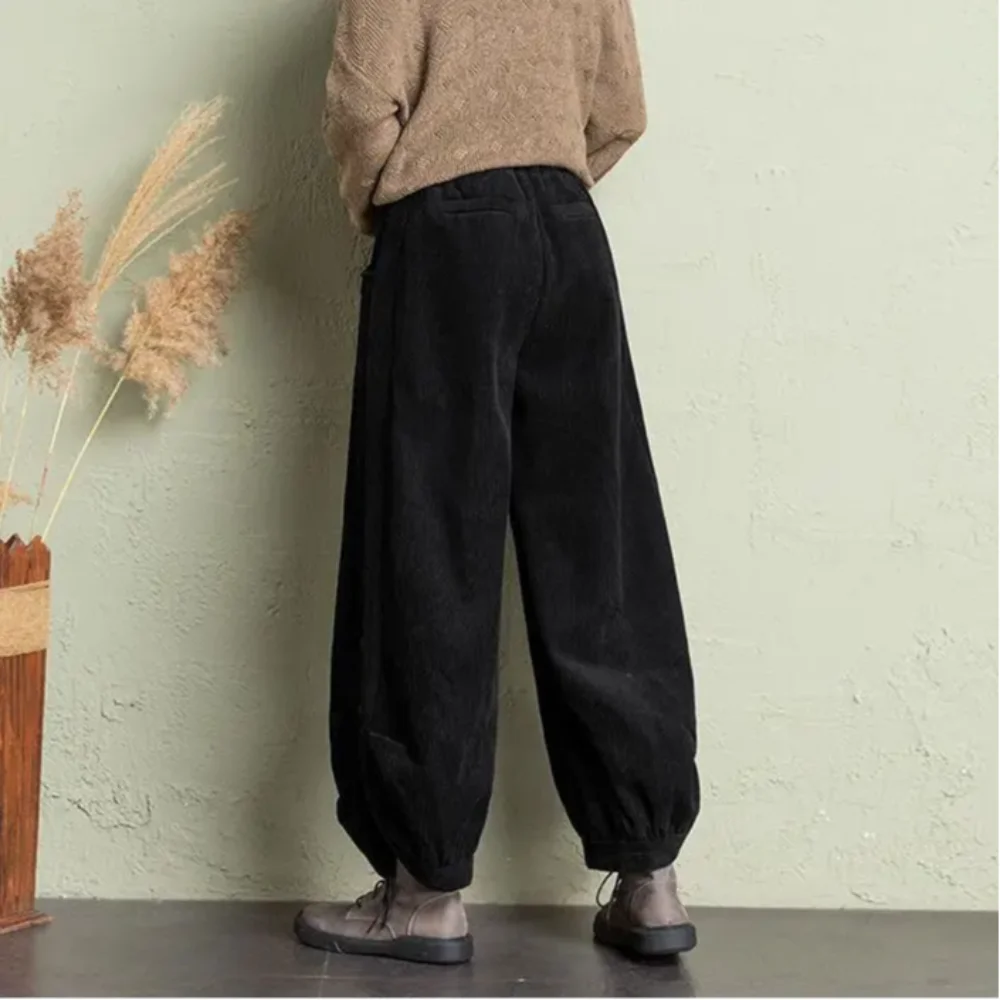 Вельветовые широкие брюки y2k в стиле харадзюку для пикантных девушек - Фотография_6