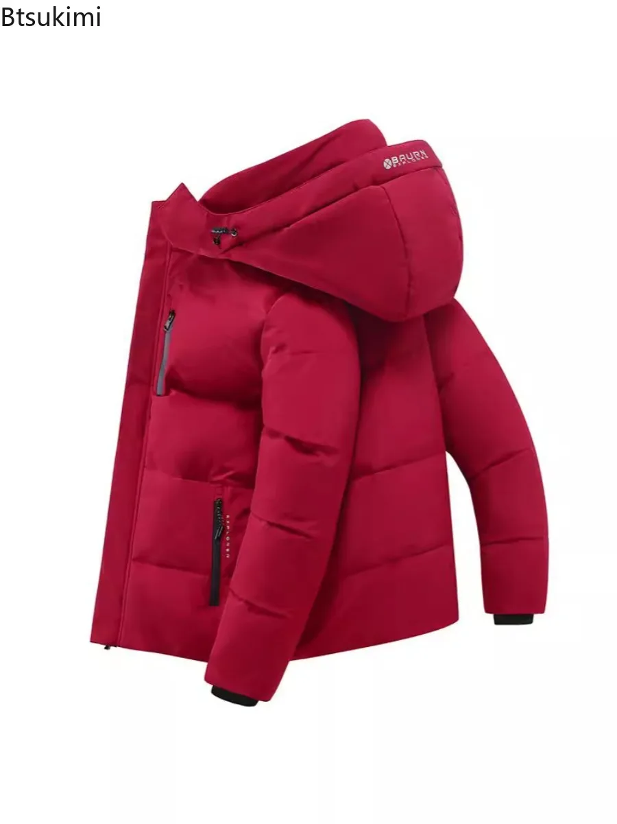 Мужские черные повседневные куртки-пуховики с капюшоном - Фотография_6