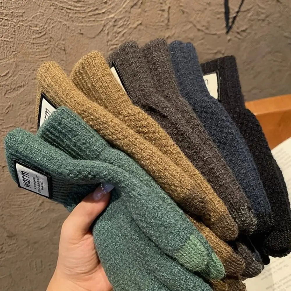 Новые мужские зимние теплые трикотажные перчатки - Фотография_2