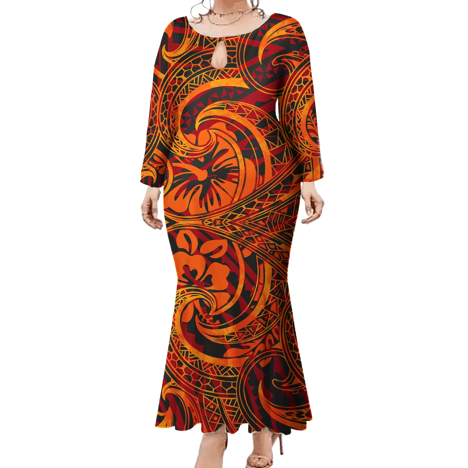 Длинное платье макси в гавайском стиле по индивидуальному заказу - Фотография_2