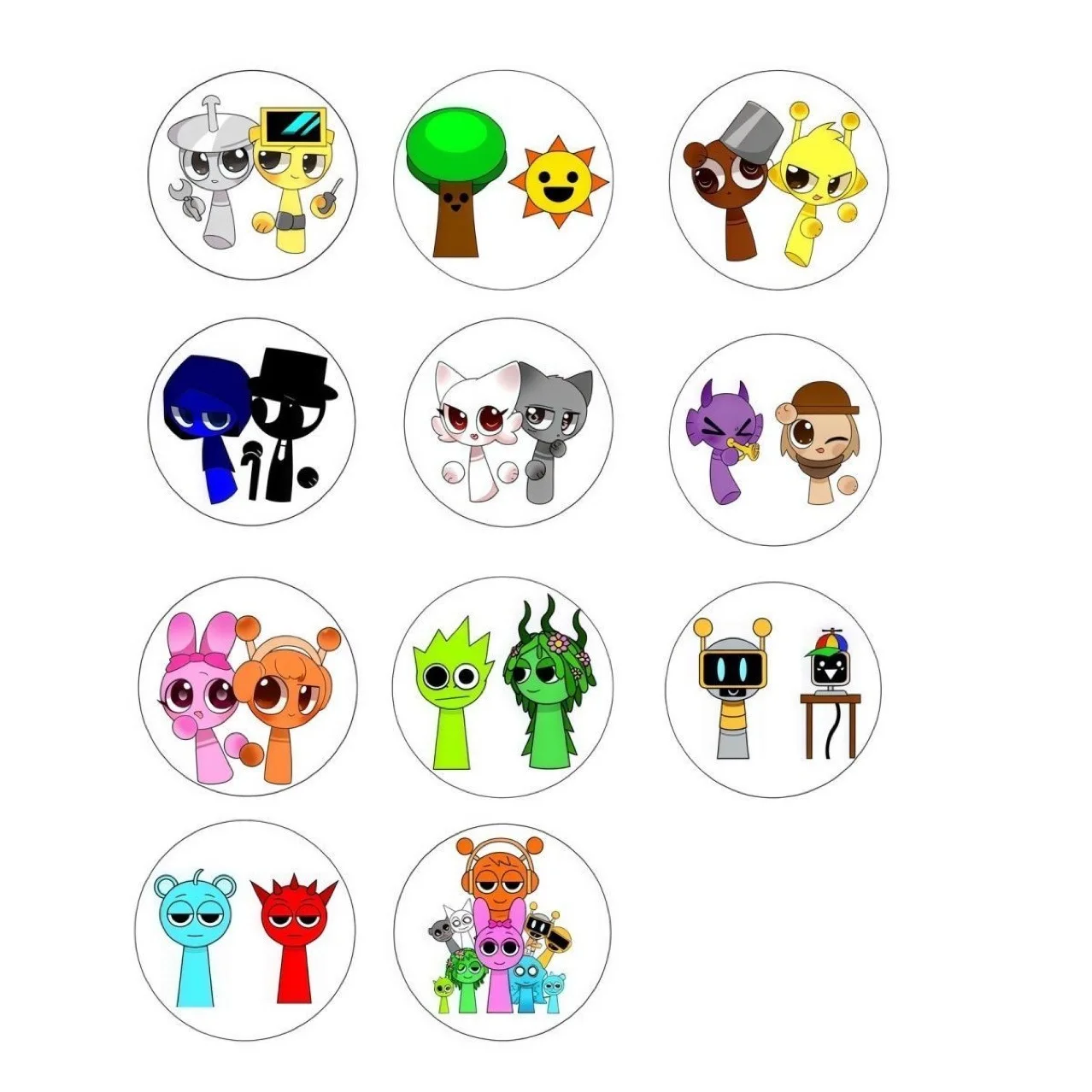 Наклейки с героями мультфильмов incredibox sprunki - Фотография_6