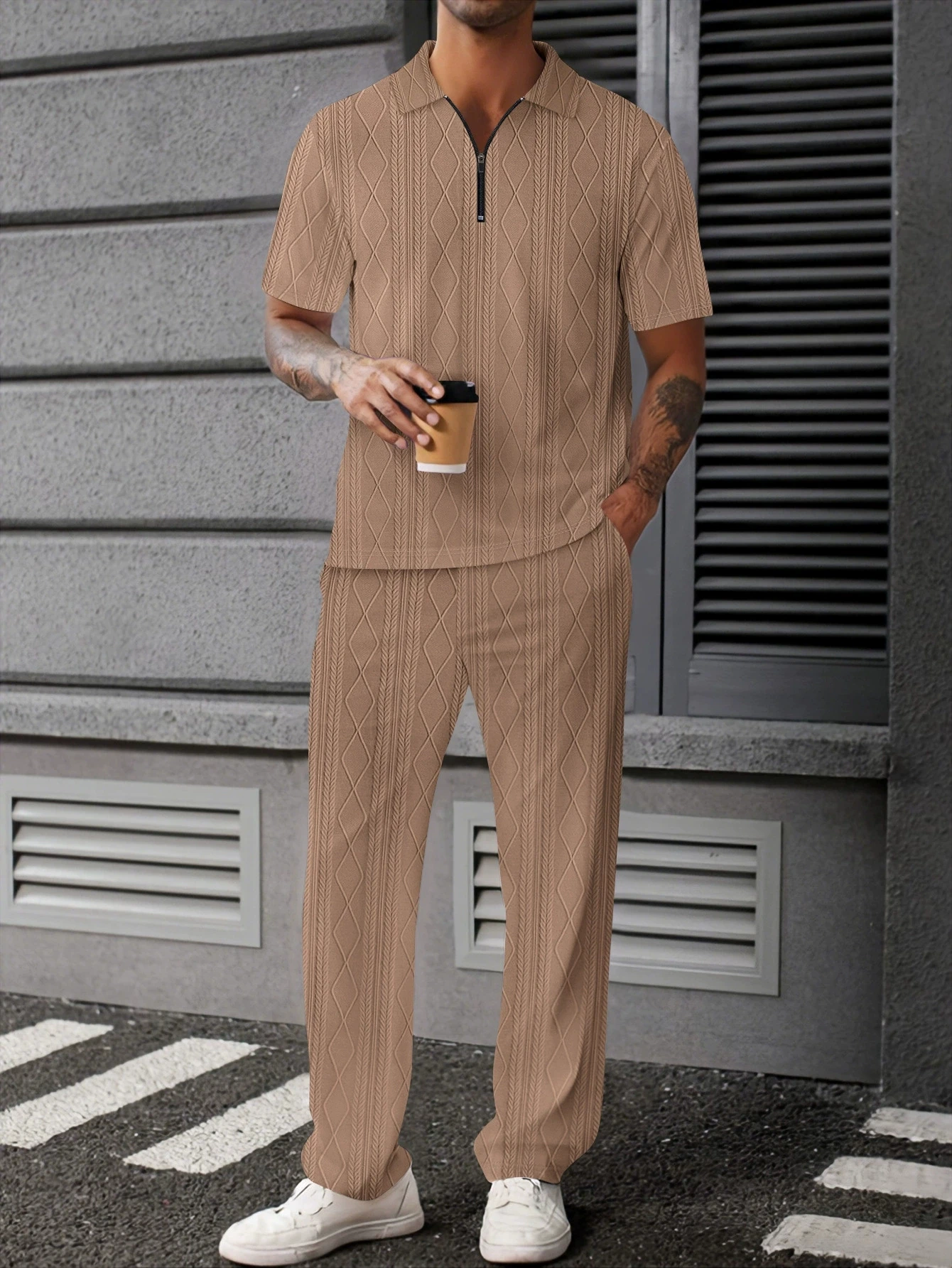 Lilbetter жаккардовая текстурированная трикотажная рубашка-поло - Фотография_6