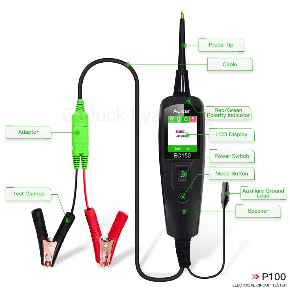 Оригинальный тестер электрических схем ec150 p100 для автомобиля 12 в 24 в - Фотография_3