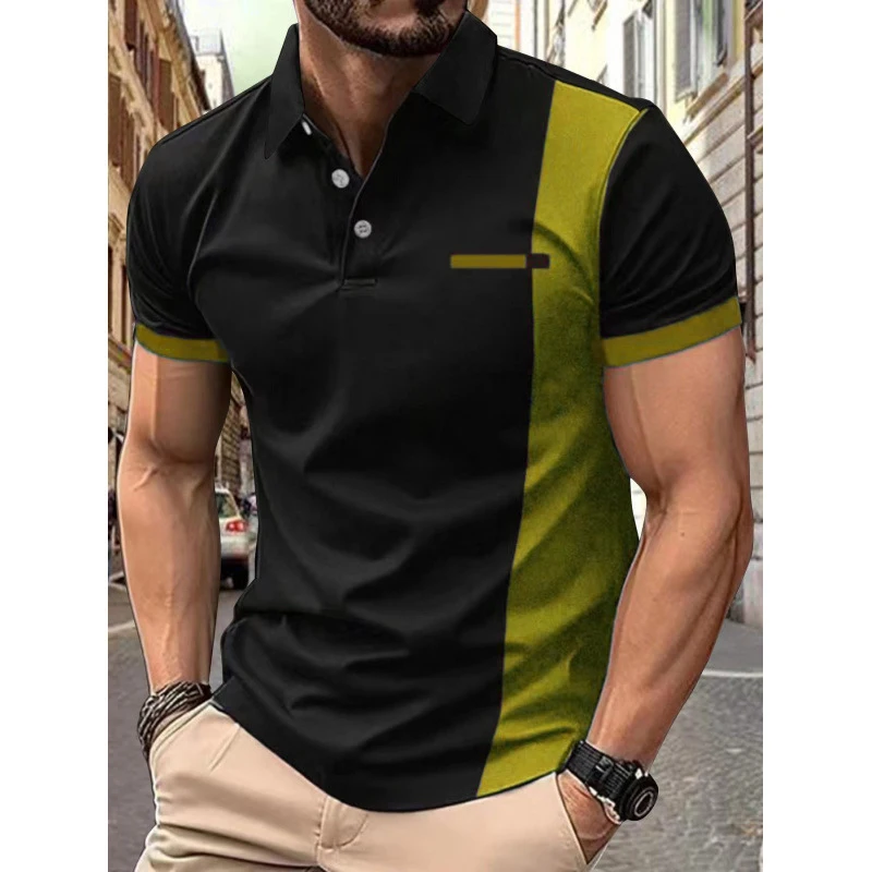 Модные мужские футболки-поло с градиентным узором - Фотография_2