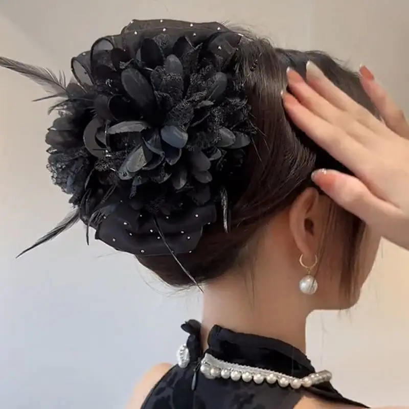 Модные модные резинки для волос с цветочными перьями для девочек - Фотография_4